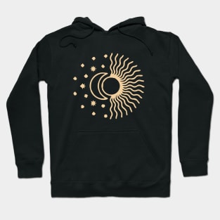 bohemian astrological design with sun, stars and sunburst. Boho linear icons or symbols in trendy minimalist style. Modern art Hoodie